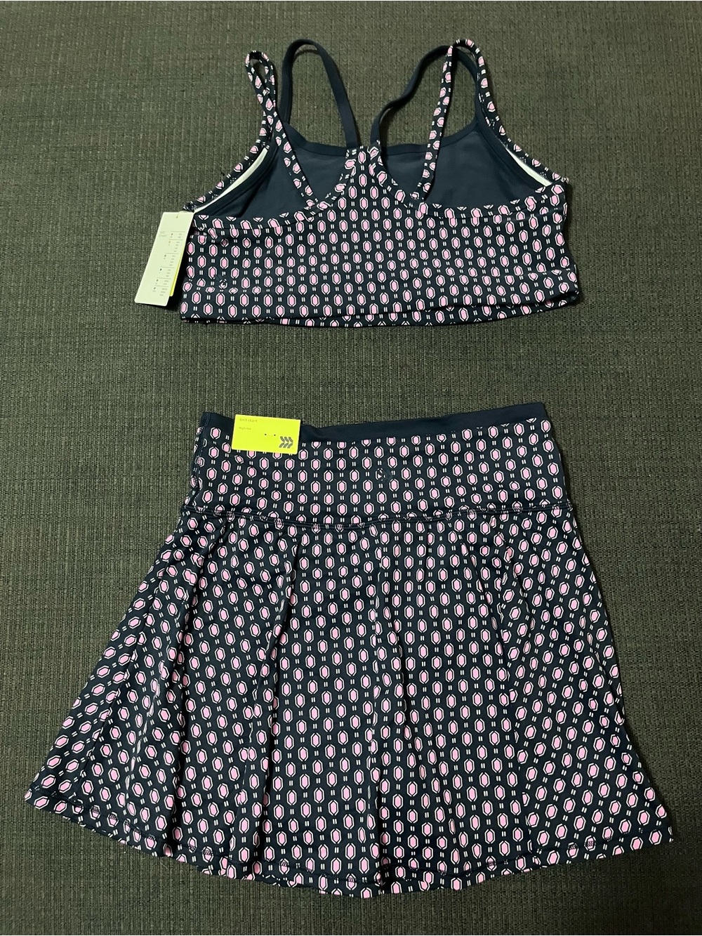 All in Motion Navy, Pink and White Sports Bra and Skort Set NEW - Picture 2 of 2